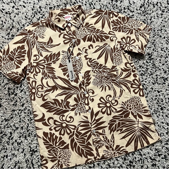 Birdwell Beach Britches Hawaiian Shirt Tan Brown Short Sleeve Men’s Size Small - Picture 3 of 11